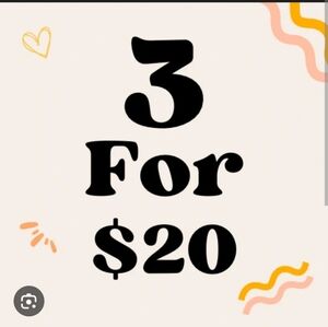 Moving Sale! 3/$20 On All Items $20 & Less